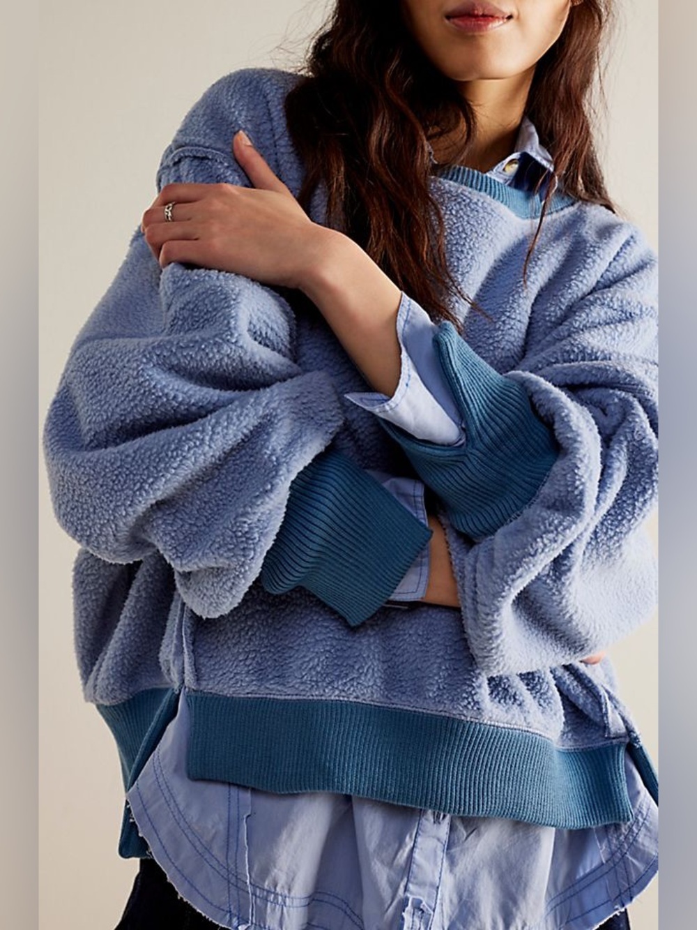 Free People blue we the free Cozy Camden sz Large